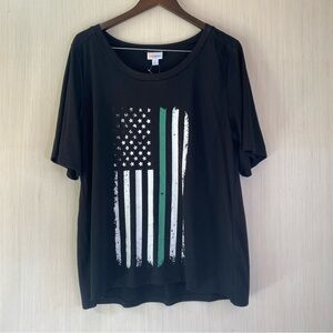 NWT LuLaRoe Women’s Short Sleeve Black T-Shirt with American Flag Design Large